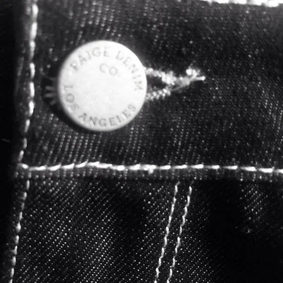 PAIGE Jeans Monica Tux JJ Skinny Dark Denim Frayed Light Blue Tux Sides Size 27 - Picture 2 of 11